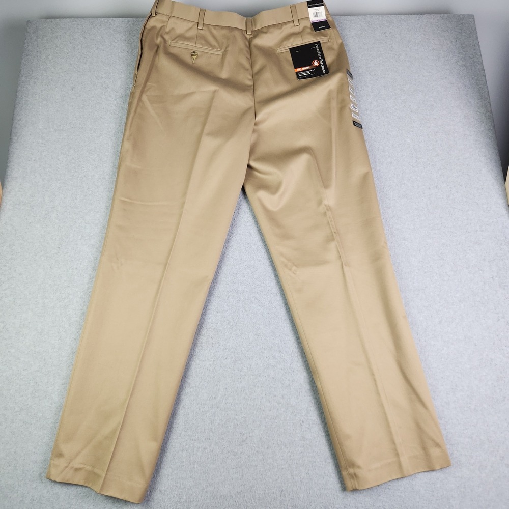 Perry Ellis Portfolio Twill Dress Pants Mens 38x34 Tan Cotton Straight High Rise
